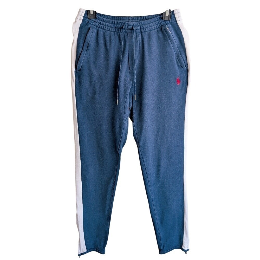 Polo Ralph Lauren 90s Preppy Retro Sporty Navy Blue Track Sweatpants